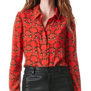 Alice + Olivia Willa Placket Top – Size M (Medium) Bengal